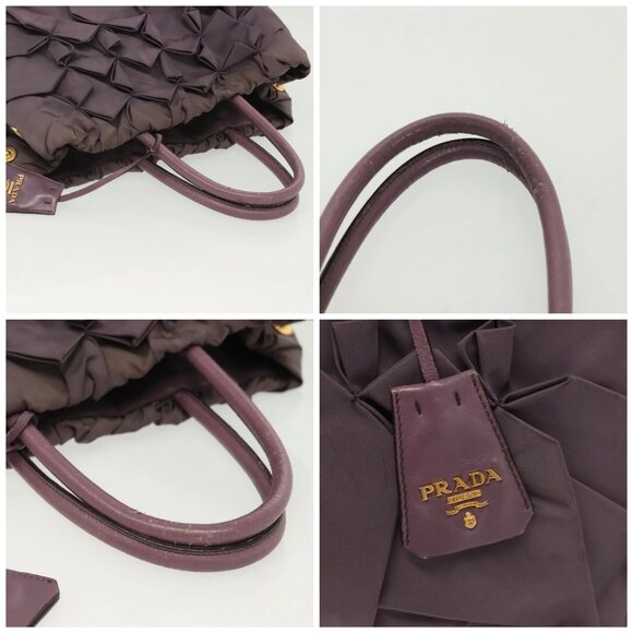 PRADA Hand Bag Nylon Purple Gold Auth 137586 - Picture 16 of 16